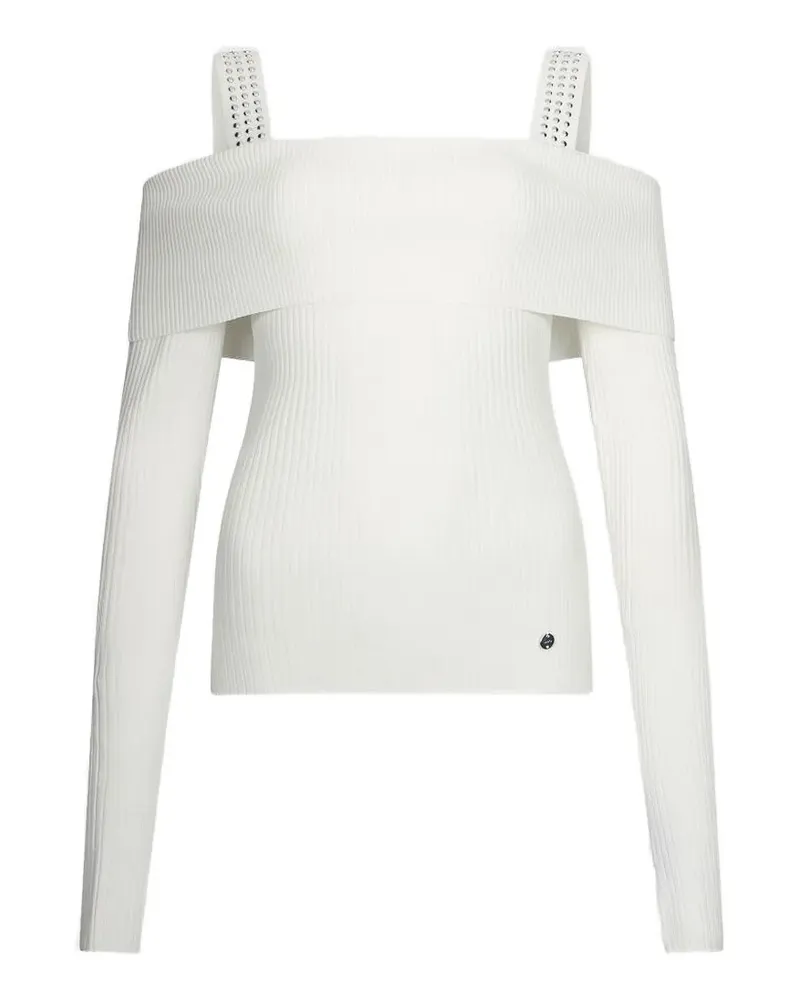 Liu Jo Schulterfreier Pullover mit Nieten - Weiß Weiß