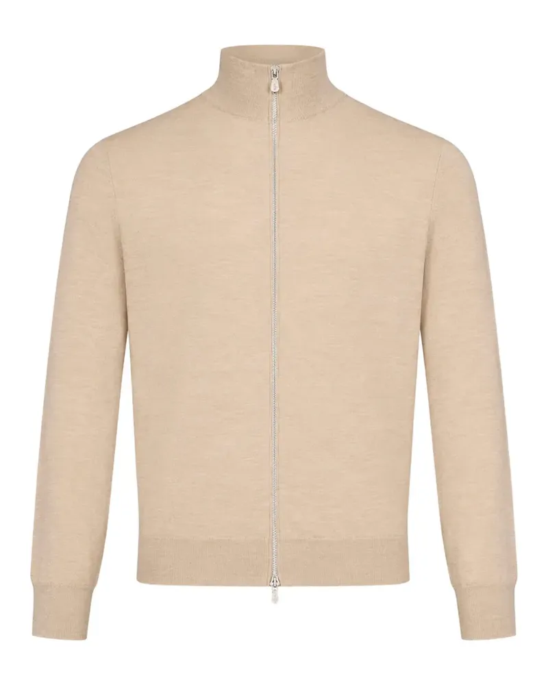 Brunello Cucinelli zip-up ribbed-trim sweater - Nude Nude