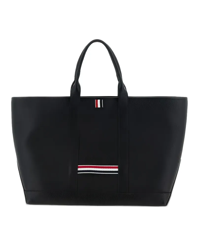 Thom Browne tricolour-grosgrain leather tote bag - Schwarz Schwarz