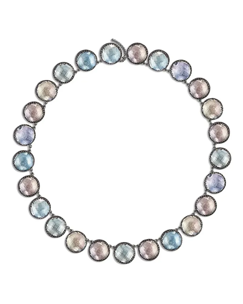 Larkspur & Hawk Rhodinierte Olivia Button Halskette aus Sterlingsilber mit Quarz - Schwarz Schwarz