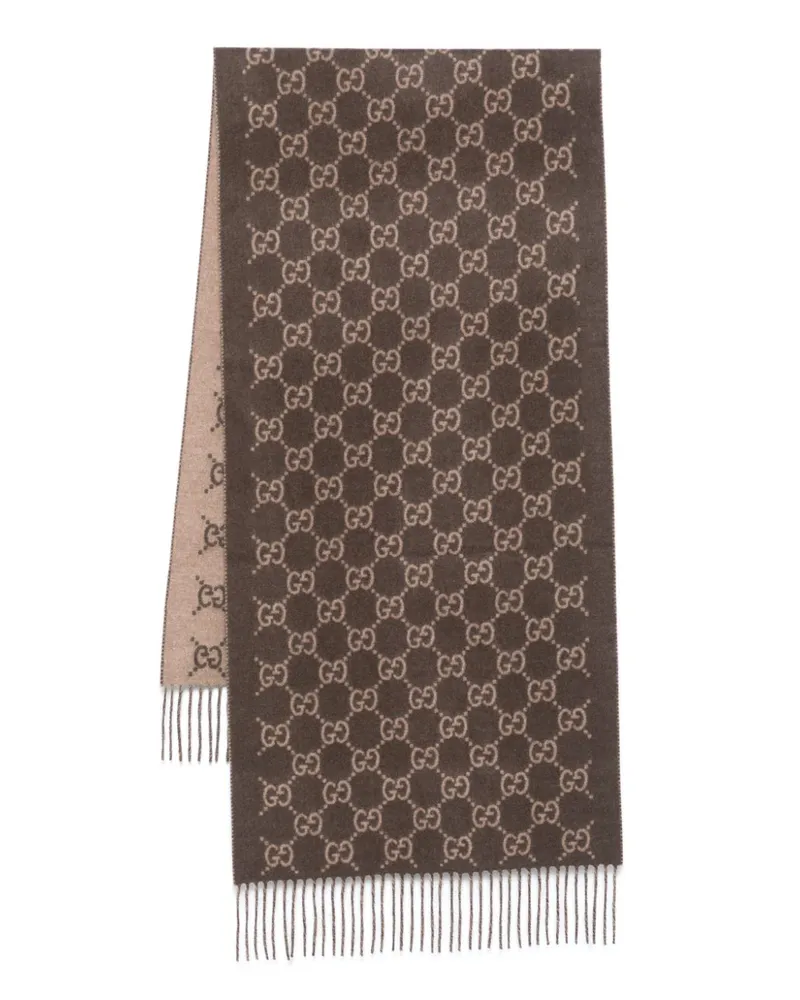 Gucci Schal aus Kaschmir mit GG - Braun Braun