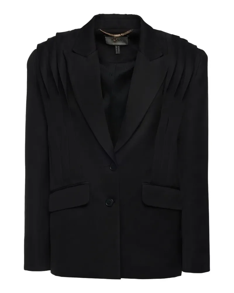NISSA oversized pleated blazer - Schwarz Schwarz