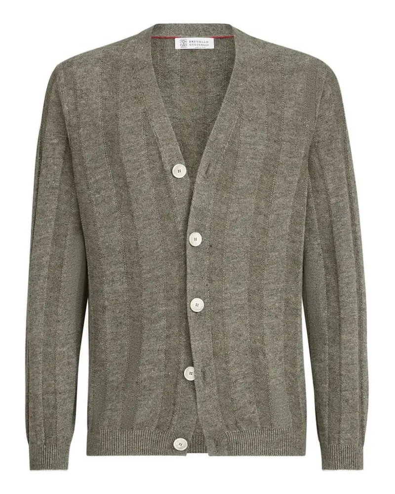 Brunello Cucinelli Strukturierter Cardigan aus Leinen und Baumwolle - Grün Grün