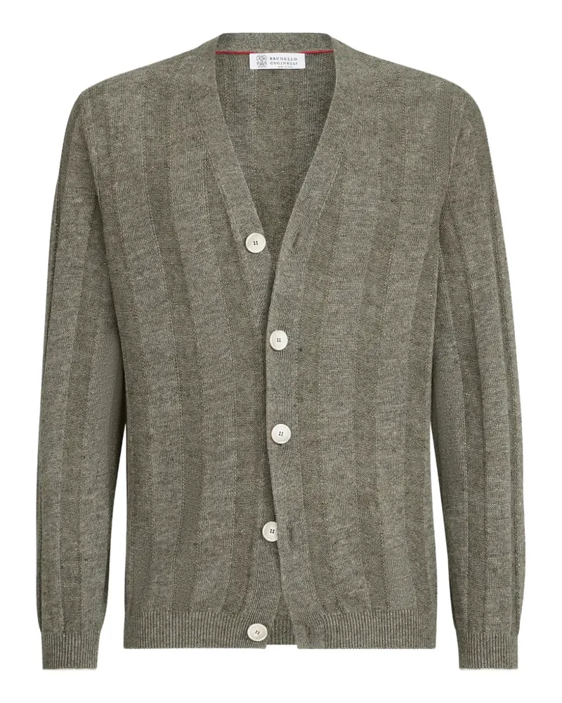 Brunello Cucinelli Strukturierter Cardigan aus Leinen und Baumwolle - Grün Grün