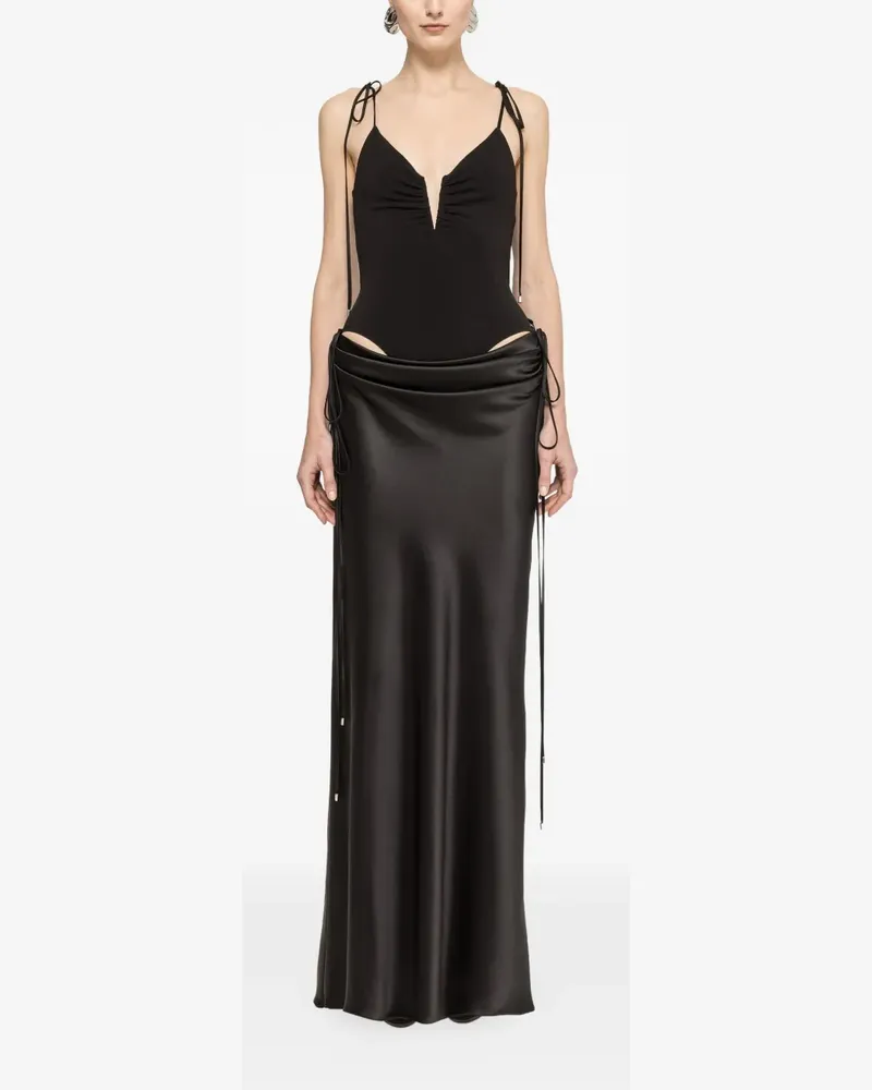 NISSA draped satin maxi dress - Schwarz Schwarz