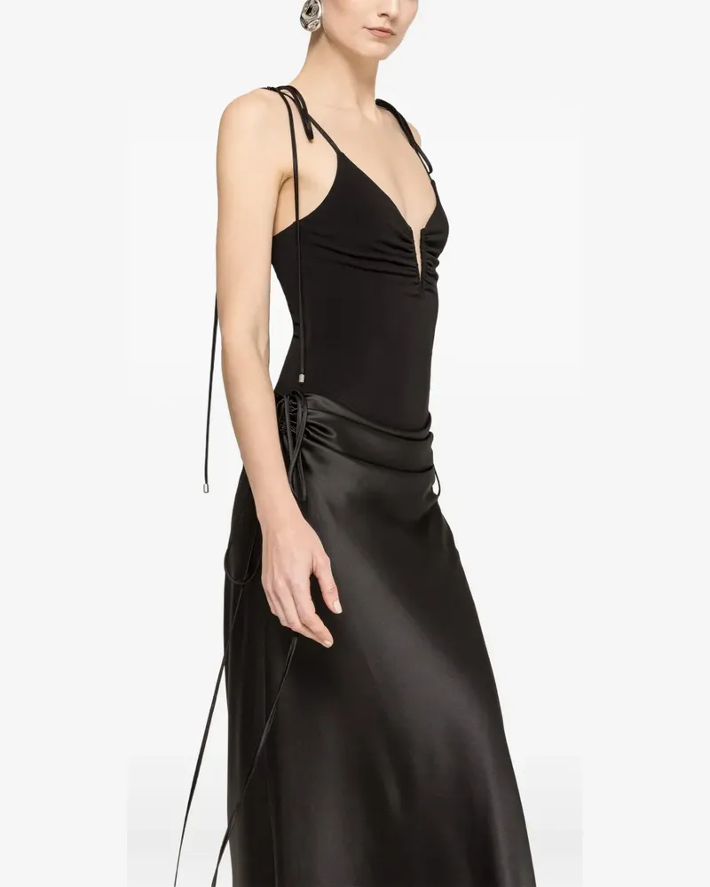 NISSA draped satin maxi dress - Schwarz Schwarz