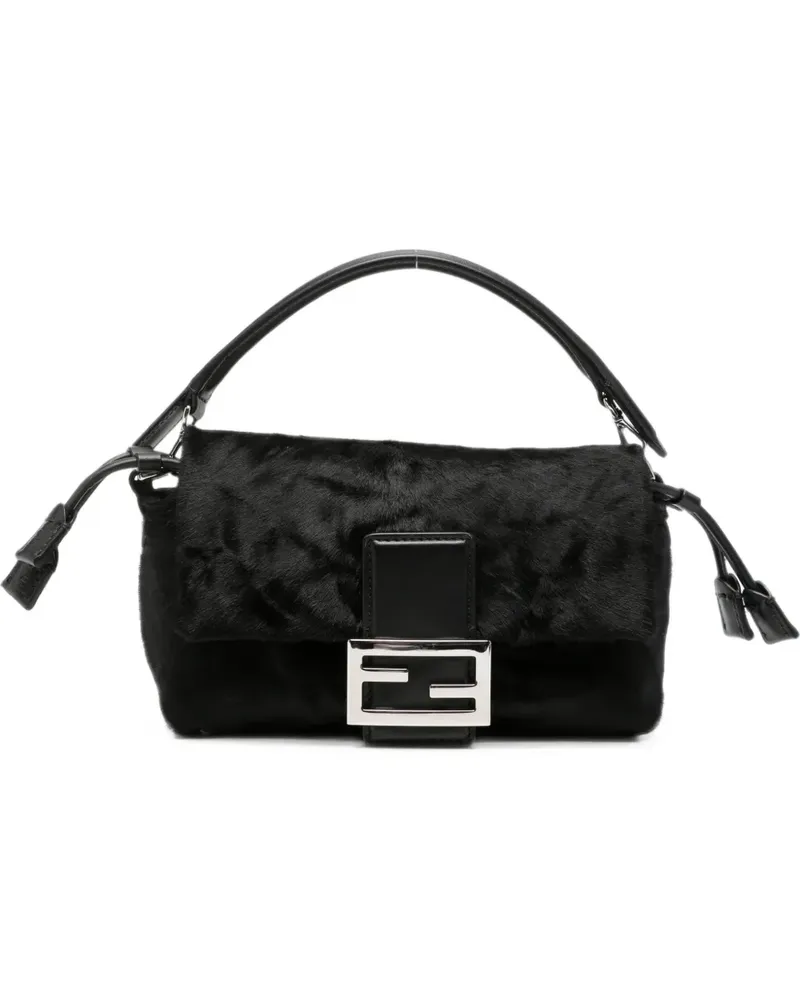 Fendi small Baguette hair-finish clutch bag - Schwarz Schwarz