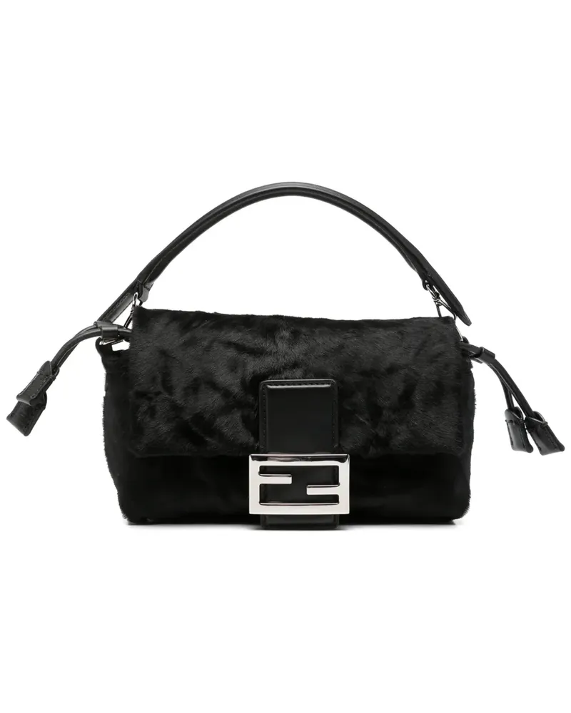Fendi small Baguette hair-finish clutch bag - Schwarz Schwarz