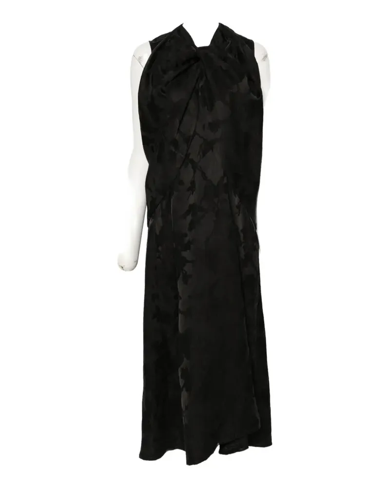 Uma Wang floral-jacquard draped maxi dress - Schwarz Schwarz