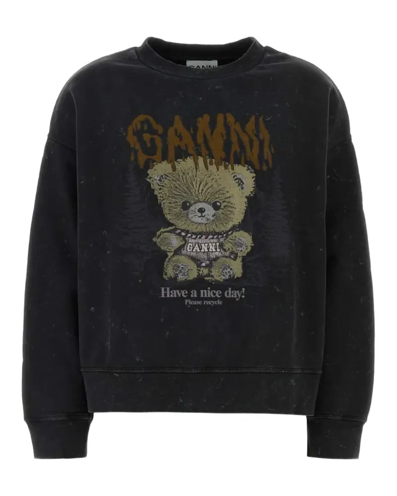 Ganni Sweatshirt mit grafischem Print - Schwarz Schwarz