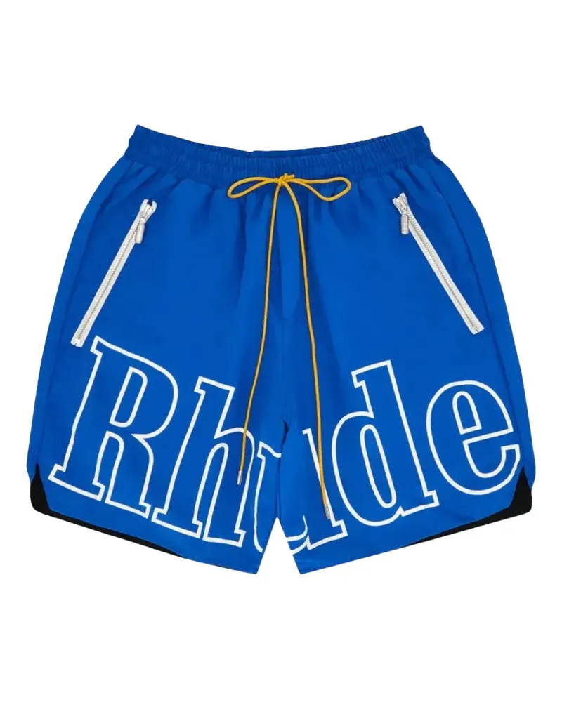 RHUDE logo-print swim shorts - Blau Blau
