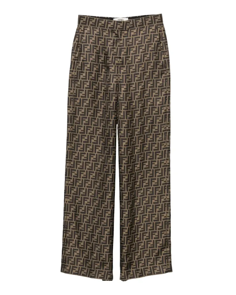 Fendi FF logo-print palazzo pants - Braun Braun