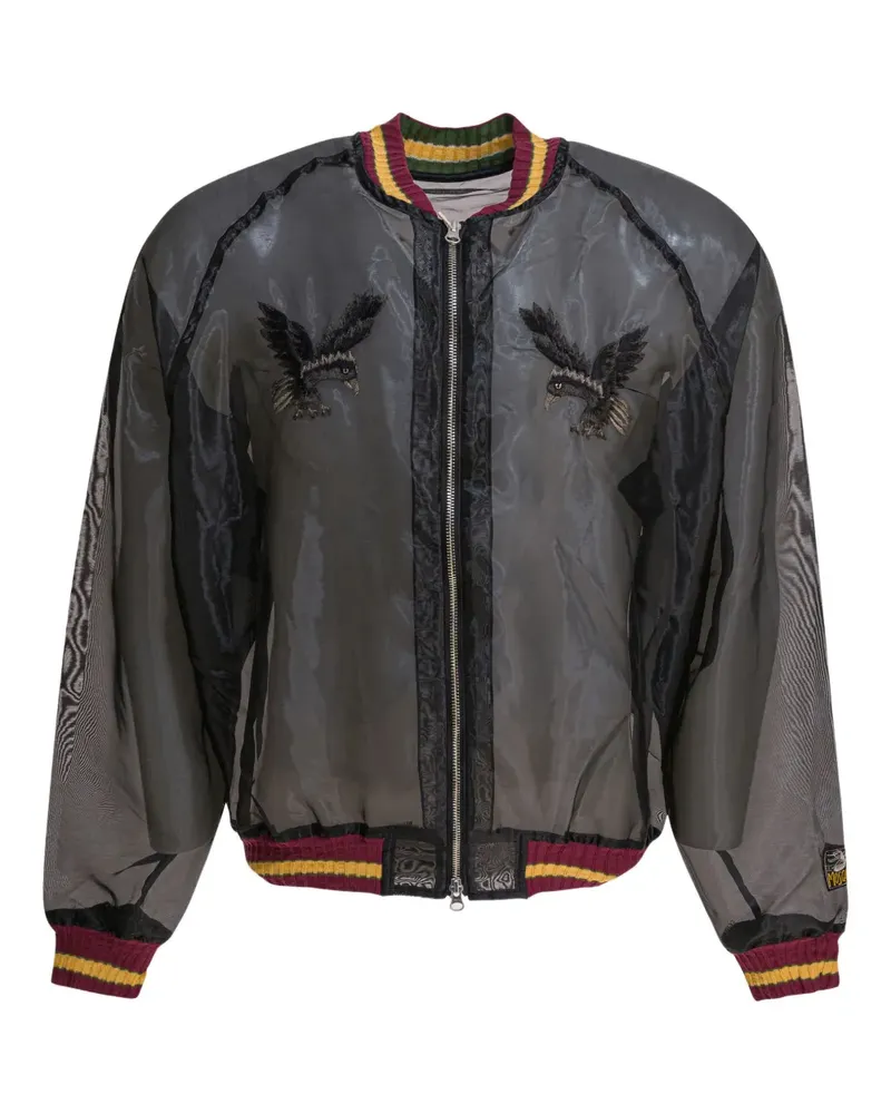 KAPITAL Jacke mit Adlerstickerei - Schwarz Schwarz