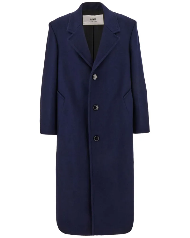 AMI Paris Einreihiger Mantel - Blau Blau