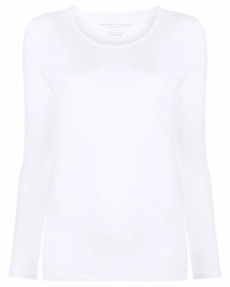 Majestic Klassisches Langarmshirt - Weiß Weiß