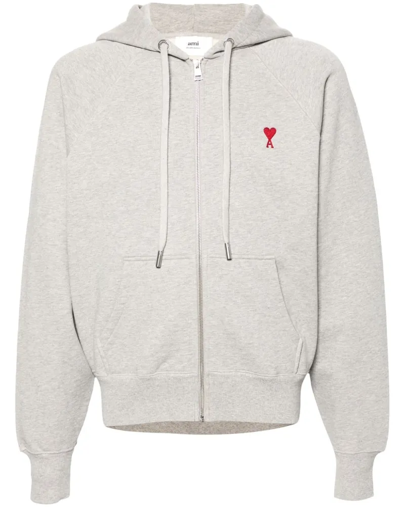 AMI Paris Hoodie mit Ami de Coeur-Stickerei Grau