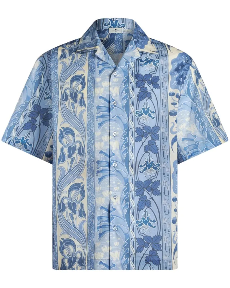 Etro Bowlinghemd mit Blumen-Print - Blau Blau