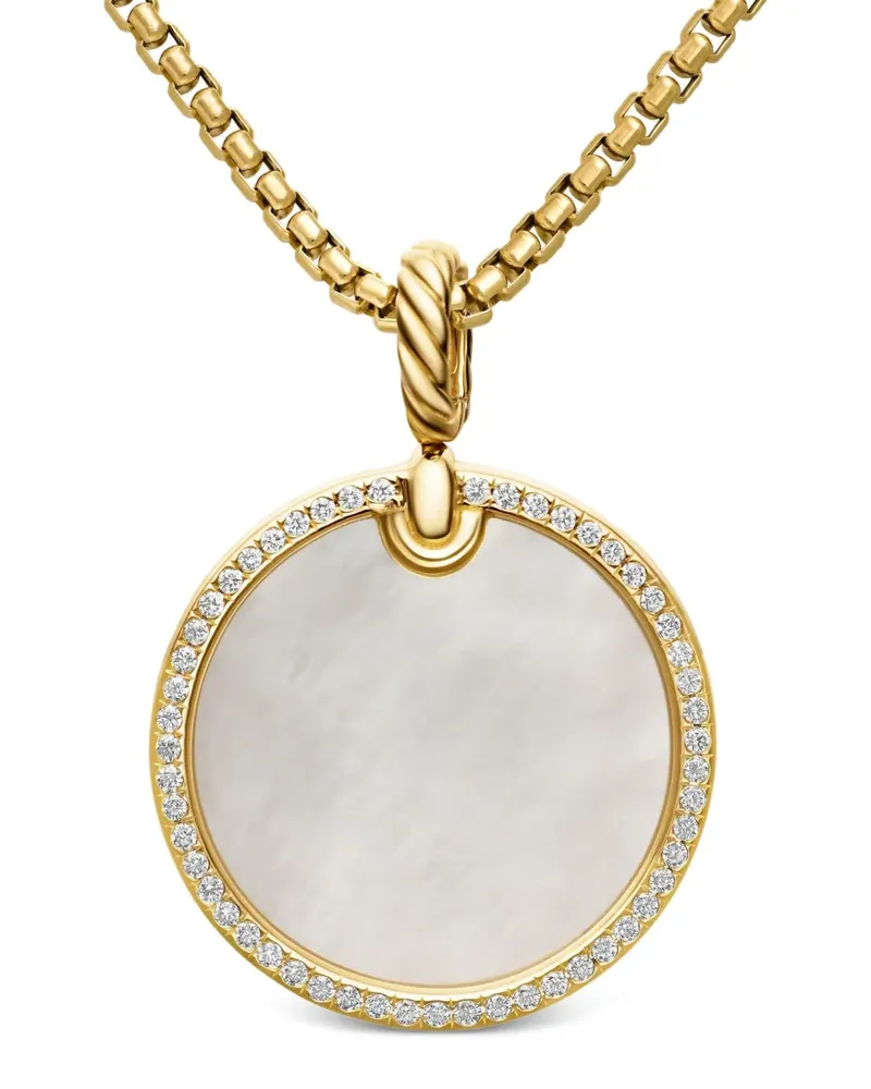 David Yurman 18kt DY Elements Disc Gelbgoldanhänger mit Diamanten (24mm Gold