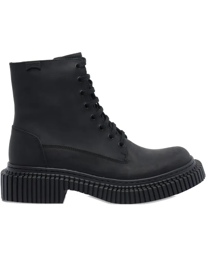 Camper Bikerstiefel aus Leder - Schwarz Schwarz