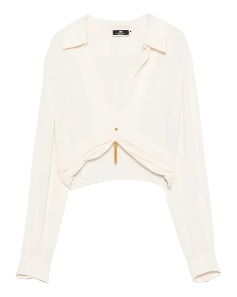 Elisabetta Franchi Cropped-T-Shirt mit Quasten - Nude Nude