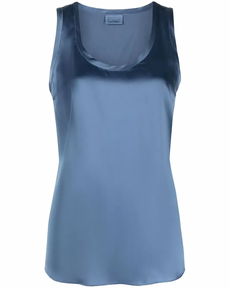 Brunello Cucinelli Bluse mit rundem Ausschnitt - Blau Blau