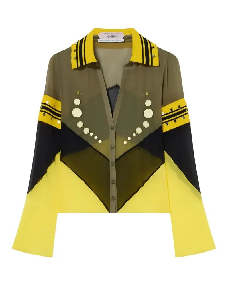OFF-WHITE embellished colour-block shirt - Gelb Gelb