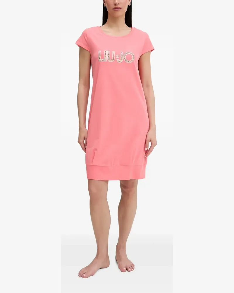 Liu Jo logo-print short-sleeve midi dress - Rosa Rosa