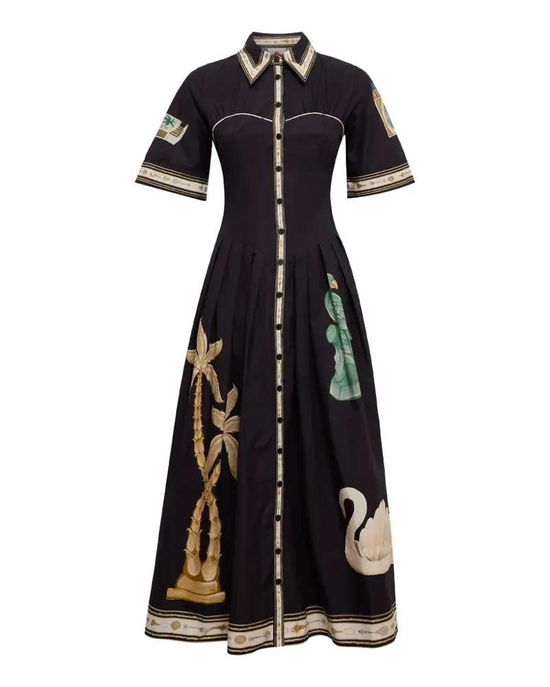 FARM Rio Vintage Souvenirs Midikleid mit Knöpfen - Schwarz Schwarz