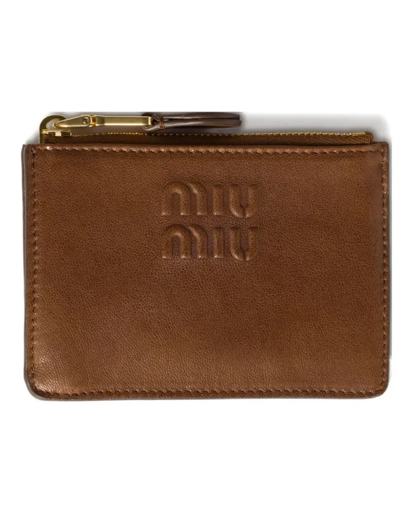 Miu Miu Kartenetui mit Logo-Prägung - Braun Braun