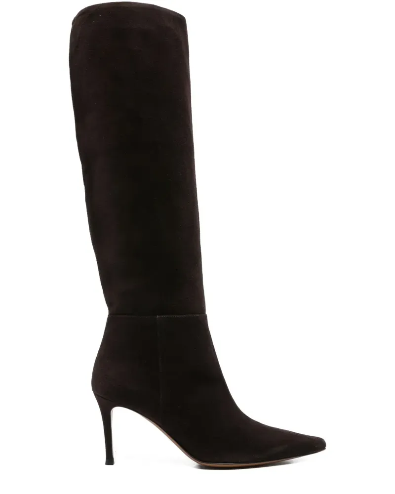 FESTA Milano Kniehohe Wildleder-Stiefel mit spitzer Kappe - Braun Braun