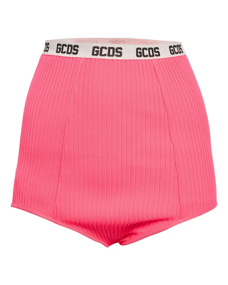 GCDS Gerippte Shorts mit Logo-Band - Rosa Rosa