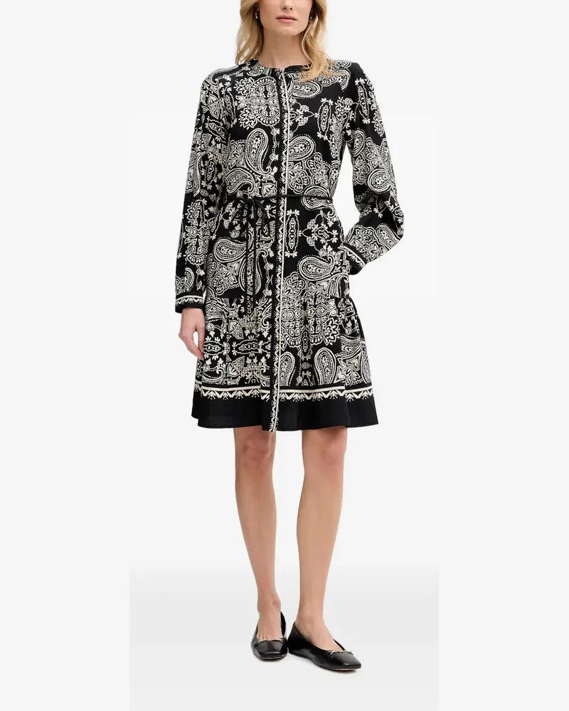 Oui  Minikleid mit Paisley-Print - Schwarz Schwarz
