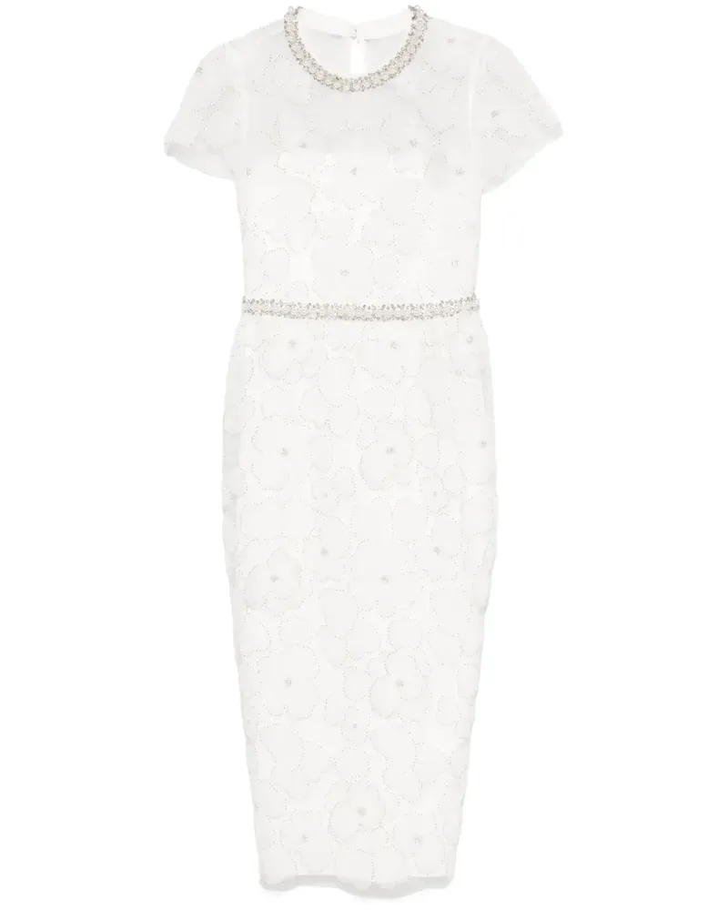 Self-Portrait Verziertes Midikleid - Weiß Weiß
