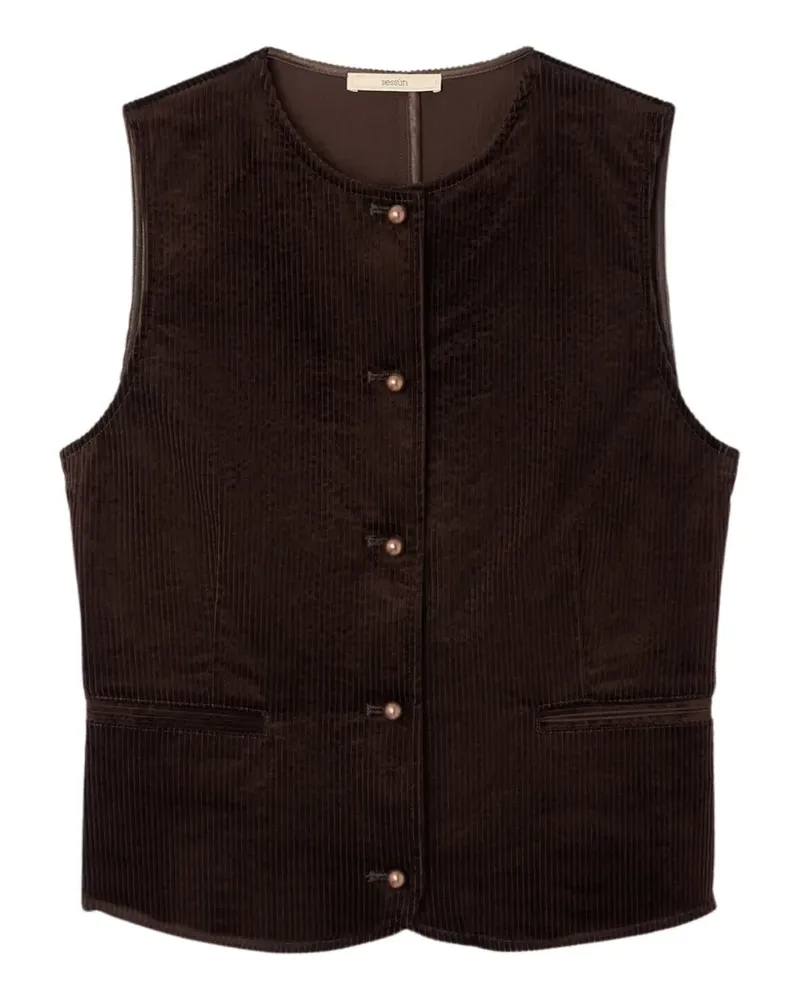 Sessùn Fernanda corduroy button-up top - Braun Braun