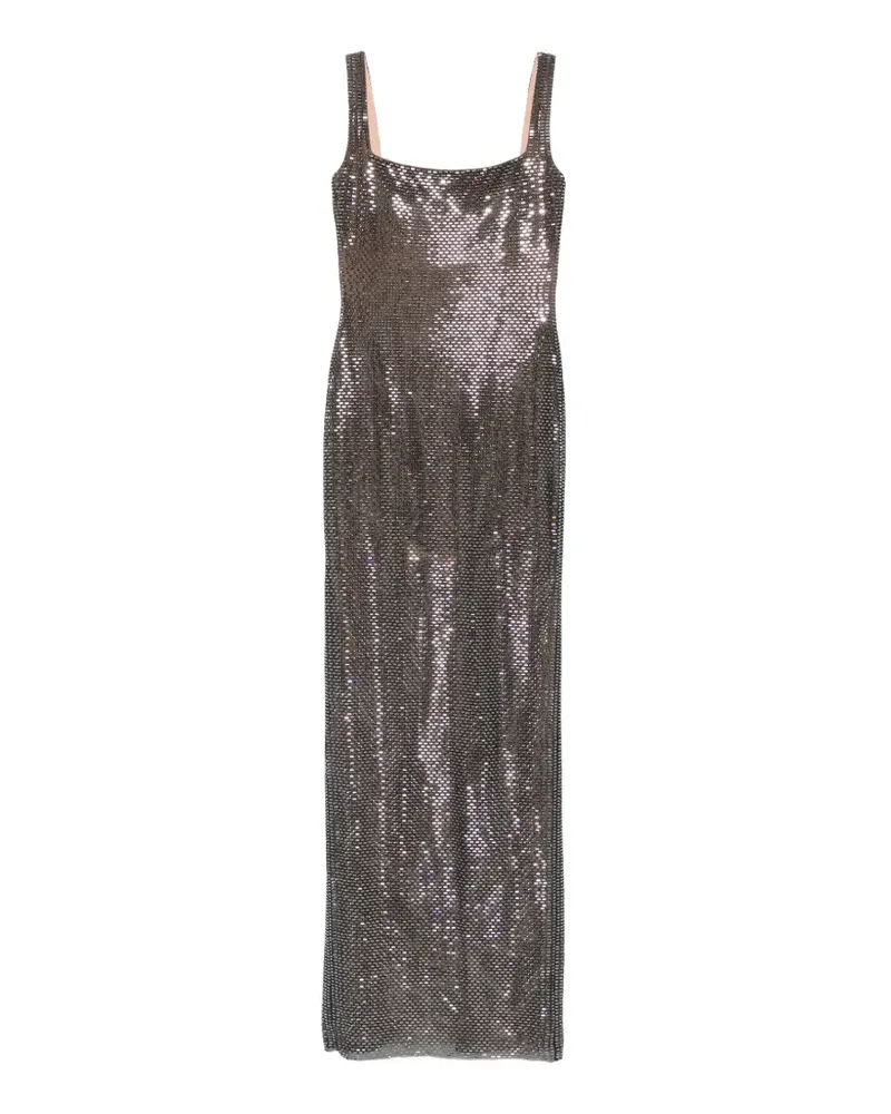 Self-Portrait Maxikleid mit eckigem Ausschnitt und Strassverzierung - Grau Grau