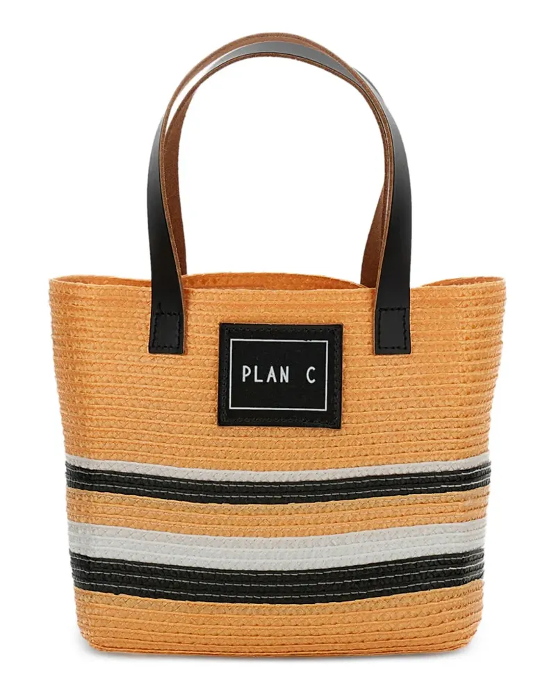 PLAN C Schultertasche mit Logo-Patch - Orange Orange