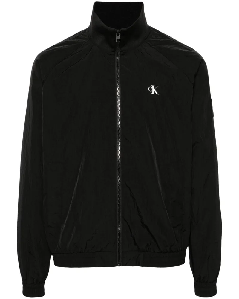 Calvin Klein Bomberjacke mit Knitteroptik Schwarz