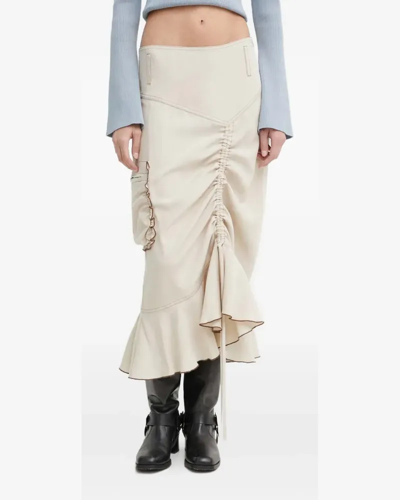 Résumé ruched ruffle-hem skirt - Nude Nude