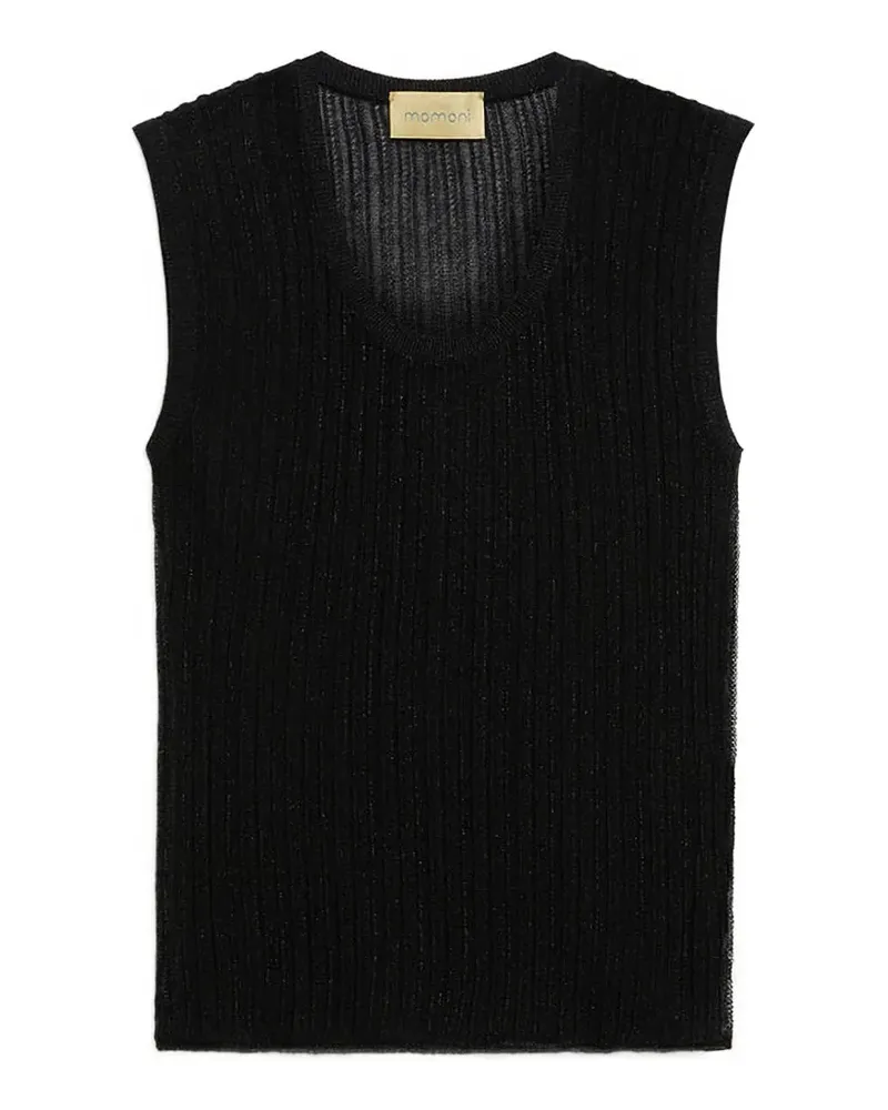 Momoni Geripptes Takoda Oberteil mit rundem Ausschnitt - Schwarz Schwarz