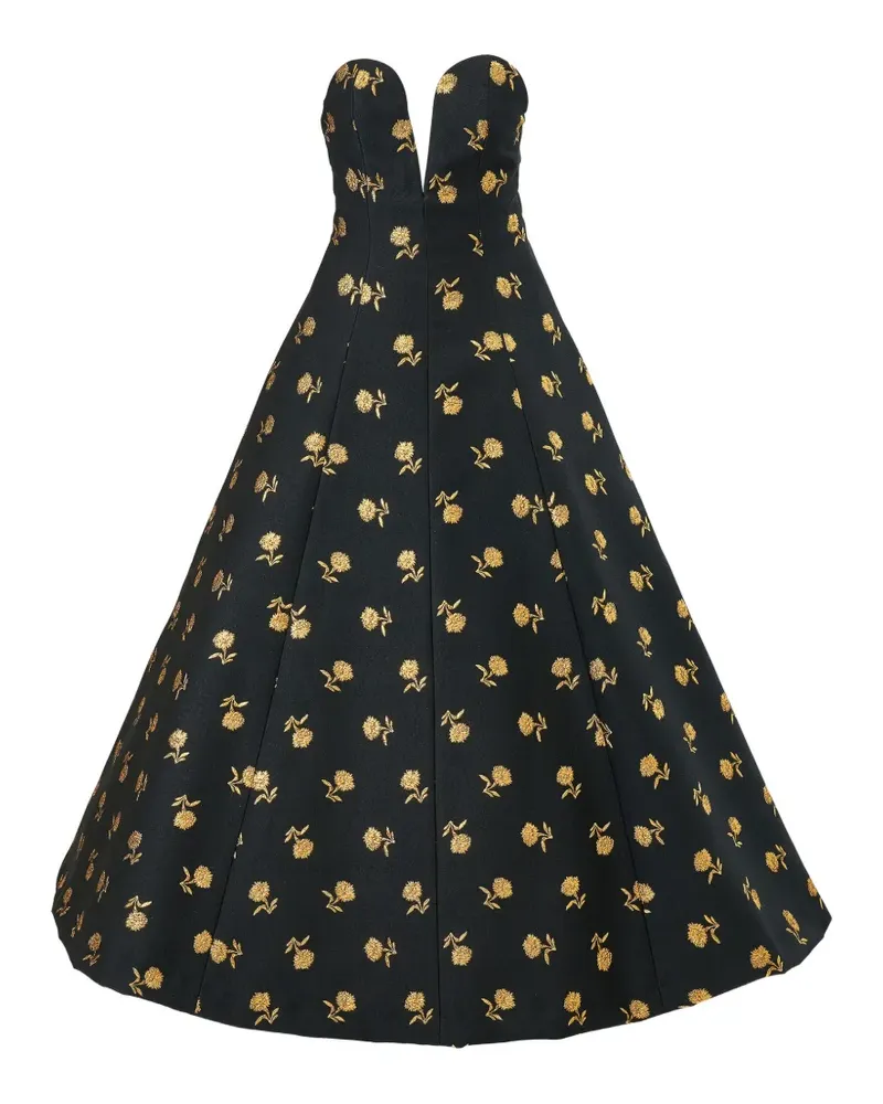 Carolina Herrera New York Carnation jacquard deep V-neck dress - Schwarz Schwarz