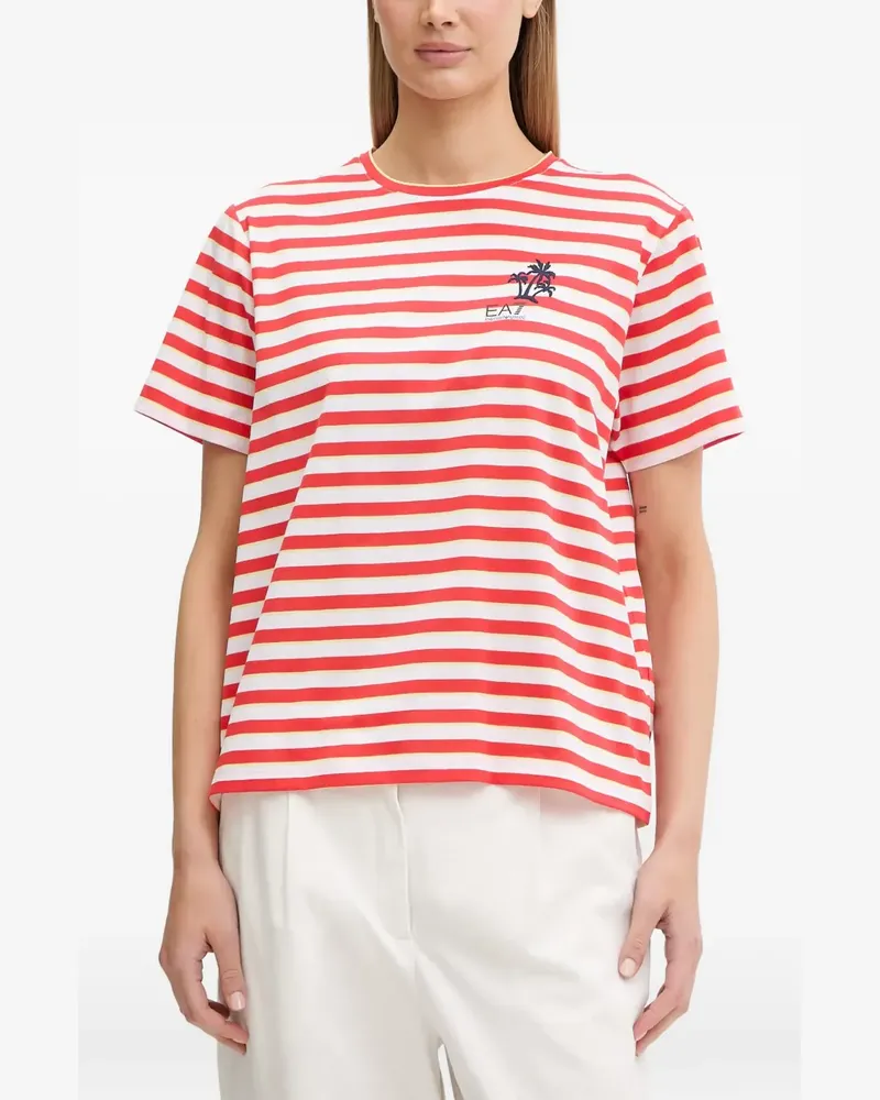 EA7 Gestreiftes T-Shirt - Rot Rot