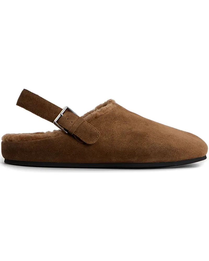 12 STOREEZ Mules aus Shearling mit Schnalle - Braun Braun