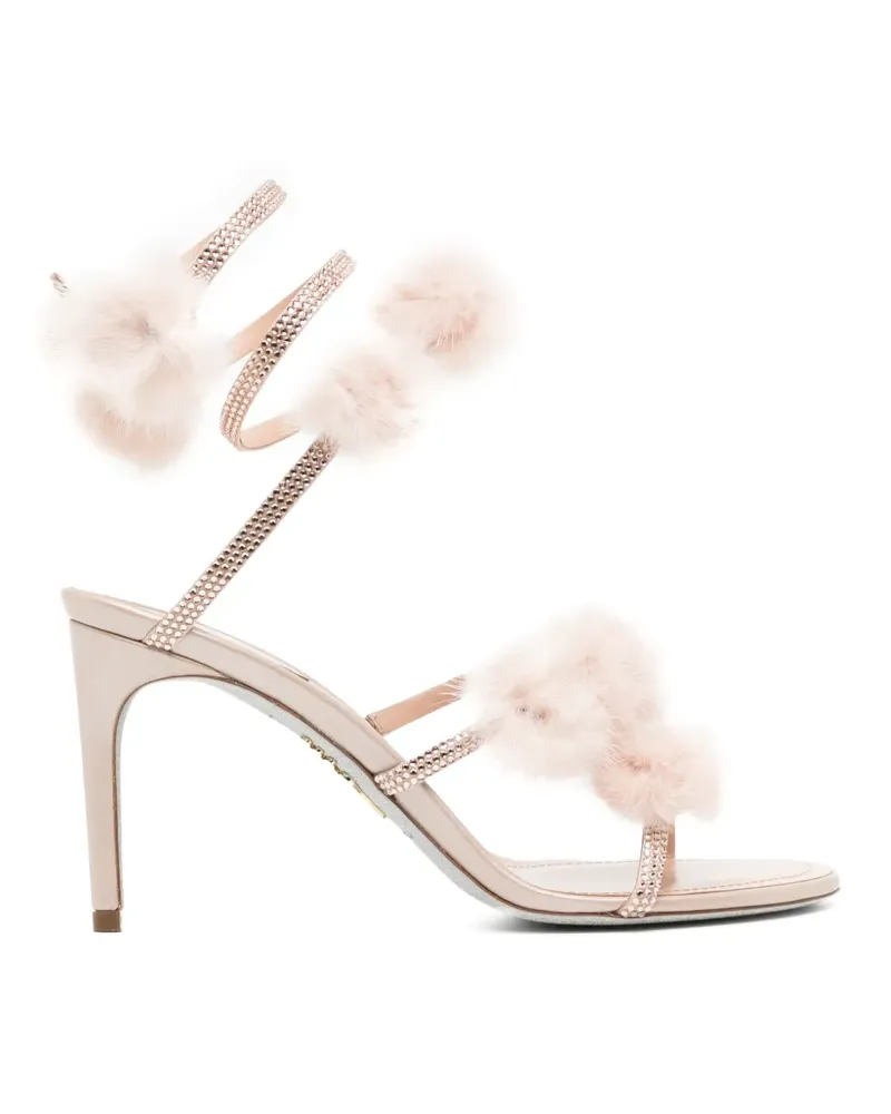 René Caovilla Rosalia Sandalen mit Bommel - Nude Nude