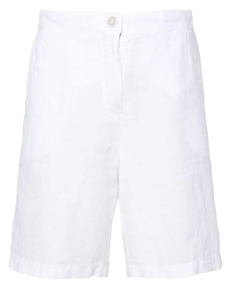 120% Lino mid-rise linen shorts White