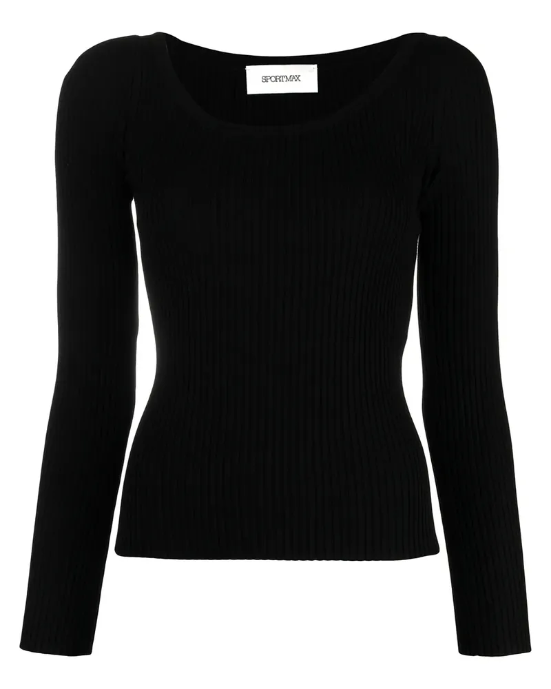 SPORTMAX Gerippter Strickpullover - Schwarz Schwarz