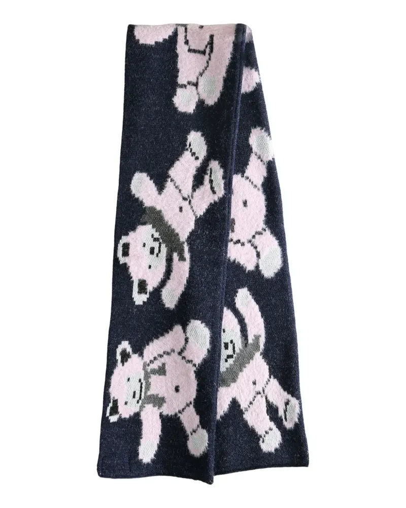 Magliano bear-embellishment wool scarf - Blau Blau
