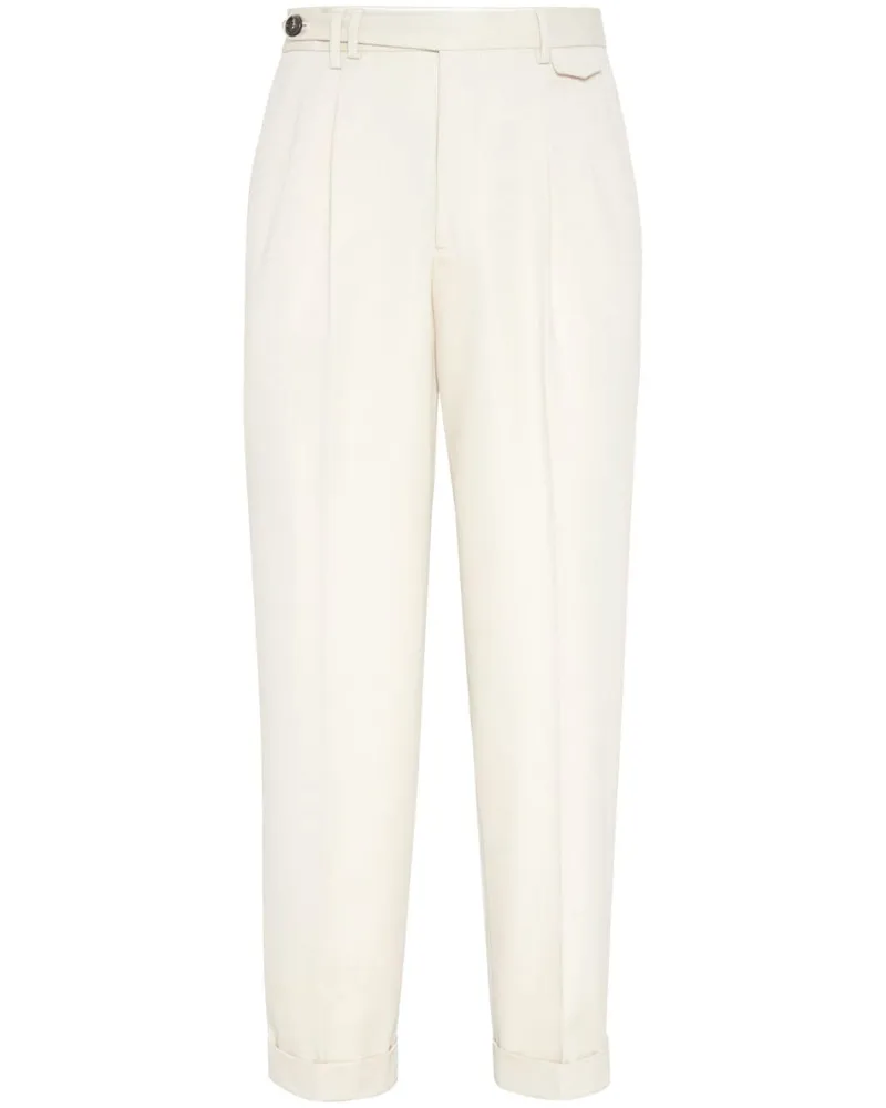 Brunello Cucinelli Tapered-Hose mit Bügelfalten - Weiß Weiß