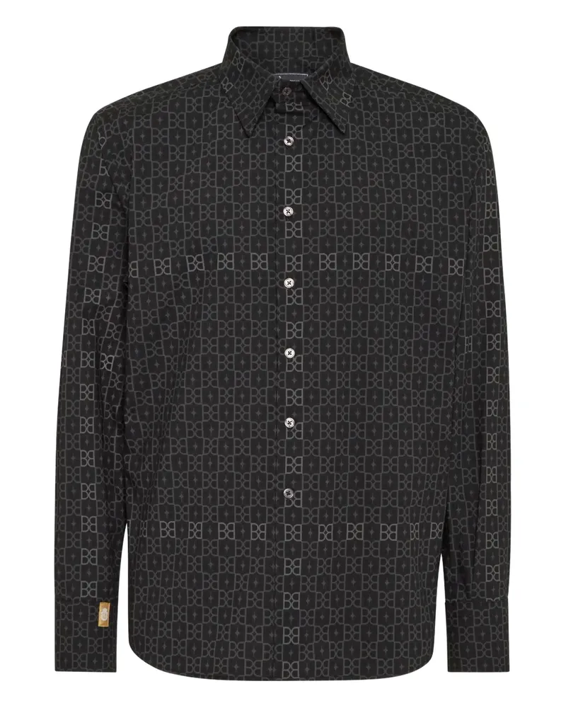 Billionaire Kariertes Hemd mit Silberschliff - Schwarz Schwarz