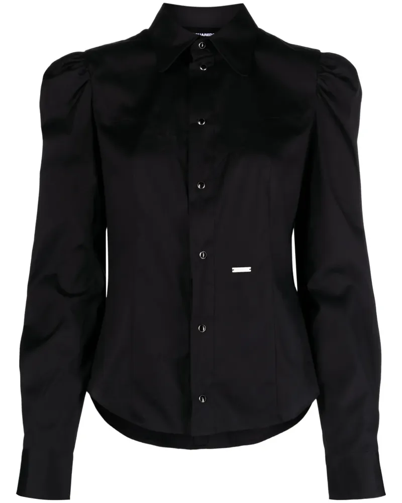 Dsquared2 Westernhemd mit Logo-Schild - Schwarz Schwarz