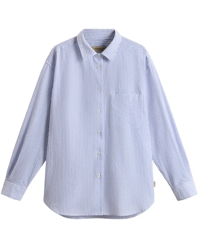 Woolrich Seersucker-Hemd aus Baumwolle - Blau Blau